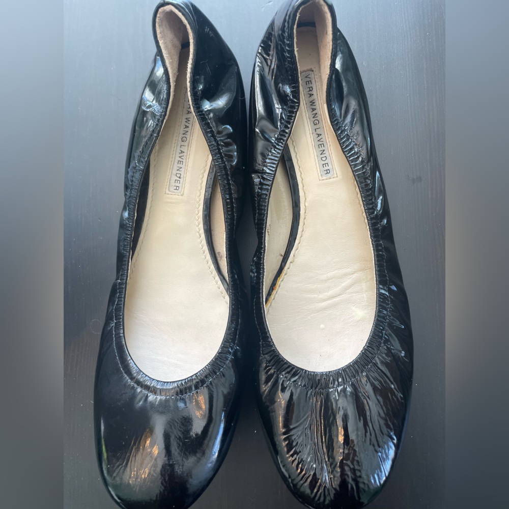 Vera Wang Black Patent Leather Flats